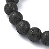 Natural Lava Rock Round & Alloy Devil Beaded Stretch Bracelet for Women BJEW-JB09378-4