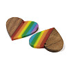 Pride Rainbow Theme Resin & Walnut Wood Pendants WOOD-K012-03-2