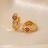 Elegant Heart-shaped Brass Cubic Zirconia Hoop Earrings for Women CH6025-1-4