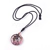 Adjustable Natural Rhodonite Pendant Necklaces NJEW-A125-C01-1