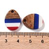 Independence Day Opaque Striped Resin & Walnut Wood Pendants RESI-U010-01C-3