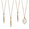 3Pcs Brass Braided Macrame Pouch Empty Stone Holder Necklace NJEW-SZ0001-68G-1