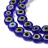 Handmade Evil Eye Lampwork Flat Round Bead Strands LAMP-L058-6mm-23-2