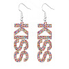 Bling Acrylic Word Kiss Dangle Earrings GIPO-PW0001-017I-1