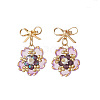 Flower Handmade Glass Seed Beads Dangle Stud Earrings EJEW-MZ00471-01-2
