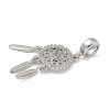 Brass Clear Cubic Zirconia Woven Web/Net with Feather European Dangle Charms KK-U050-01P-2