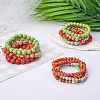 3Pcs 3 Size Synthetic Imperial Jasper Round Beaded Stretch Bracelets Set BJEW-SW00064-28-6