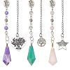 Cone Natural Rose Quartz & Amethyst & Yellow Jade Dowsing Pendulums PALLOY-MA00008-1