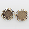 Filigree Wrap Oval Alloy Cabochon Settings PALLOY-N0088-10AB-NF-2