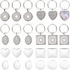 Unicraftale 1 Set Heart & Flat Round & Oval & Square Alloy Keychains KEYC-UN0001-11-1