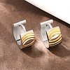 Two Tone 304 Stainless Steel Stripe Hoop Earrings EJEW-L307-04GP-03-3