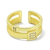 Brass with Cubic Zirconia Open Cuff Ring RJEW-B051-47G-2