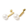 Ion Plating(IP) Stainless Steel Inlay Rhinestone & Imitation Pearl Stud Earrings for Women EJEW-M024-02G-2