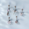 316L Surgical Stainless Steel Clear Cubic Zirconia Curved Barbell Belly Rings WG7644D-08-3