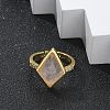 Rhombus Natural Rose Quartz Finger Rings RJEW-B113-01G-06-2