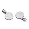 Non-Tarnish Flat Round with San Benito & Word 304 Stainless Steel Charms X-STAS-I036-03C-2