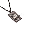 304 Stainless Steel Curb Chain Rectangle with Constellation Pendant Necklaces PW-WG0F5D0-12-1