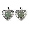 Natural Green Aventurine Peach Love Heart Pendants G-G158-01C-1