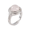 Natural Rose Quartz Round Adjustable Rings RJEW-K271-04P-09-2