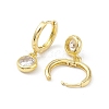 Flat Round Rack Plating Brass Cubic Zirconia Hoop Earrings EJEW-K245-22G-2