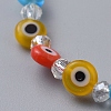 Handmade Evil Eye Lampwork Flat Round Beads Stretch Bracelets BJEW-JB05005-01-2