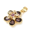 Brass Micro Pave Purple Cubic Zirconia Pendants KK-C264-07G-2