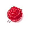 Opaque Resin Red Rose Flower Links Connector Charms PALLOY-JF02750-02-3