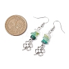 Natural Mixed Stone Clover Dangle Earrings EJEW-JE06148-3