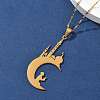 201 Stainless Steel Hollow Moon with Castle and Prayer Pendant Necklaces for Ramadan & Eid Mubarak NJEW-D318-05G-2