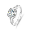 Rhodium Plated 925 Sterling Silver Moissanite Finger Rings WG49295-03-5