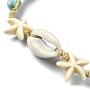 Natural Shell & Synthetic Turquoise Braided Bead Bracelet BJEW-TA00416-01-3