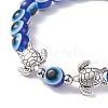 3Pcs 3 Style Evil Eye Resin Beaded Stretch Bracelets Set with Sea Turtle & Starfish & Shell for Women BJEW-JB07542-7