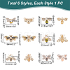 WADORN 6Pcs 6 Style Bees Enamel Pin with Imitation Pearl Beaded JEWB-WR0001-03-2