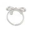 Bowknot Brass Open Cuff Ring for Women RJEW-M176-01B-P-3