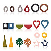 Beadthoven 120Pcs 20 Style Painted Wood Pendants/Links/Cabochons/Bead WOOD-BT0001-05-1