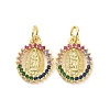 Brass Micro Pave Colorful Cubic Zirconia Pendants KK-E068-VF130-2