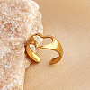 304 Stainless Steel Hollow Heart Open Cuff Rings for Women RJEW-K258-05G-01-1