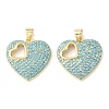 Brass Micro Pave Sky Blue Cubic Zirconia Pendants CU-CBA6938-07G-02-1