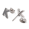 Tarnish Resistant 304 Stainless Steel Greek Alphabet Stud Earrings STAS-D007-07P-14-2