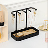 Plastic Jewelry Display Stand with Wood Tray AJEW-Z032-02A-1