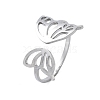 304 Stainless Steel Hollow Butterfly Wing Open Cuff Rings for Women RJEW-M024-02P-1