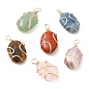 6Pcs Natural Mixed Gemstone Pendants PALLOY-JF02141-1