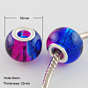 Spray Painted Two Tone Glass European Beads GPDL-R003-05S-1