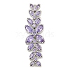 Brass Pave Lilac Cubic Zirconia Flower with Leaf Links Connector Charms KK-P277-52P-03-1