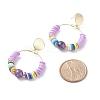 Natural Amethyst & Polymer Clay Beaded Big Ring Dangle Stud Earrings EJEW-TA00075-01-4