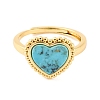 Heart Natural Turquoise Adjustable Rings RJEW-Q817-05G-04-2