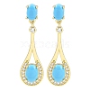 Rack Plating Teardrop Brass Pave Clear Cubic Zirconia Stud Earrings for Women EJEW-Z059-08G-1