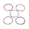 8mm Faceted Round Natural Agate(Dyed & Heated) Beaded Stretch Bracelets BJEW-JB10479-1