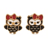 Brass Enamel Stud Earrings EJEW-B119-01G-01-4