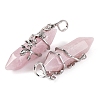 Natural Rose Quartz Double Terminal Pointed Pendants G-C144-03P-06-2